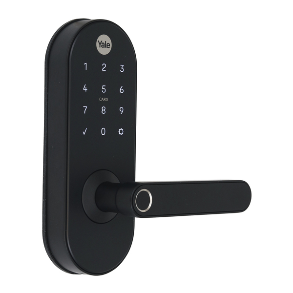 Combo Fechadura Digital Yale Senha Biometria Tag YMC 420W Resistente à Água Preta Fosco de Embutir - Imagem 4