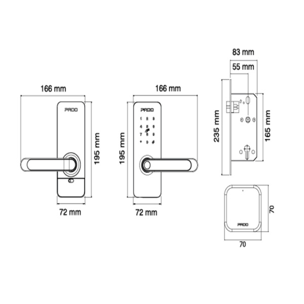 Fechadura Eletrônica Digital Pado de Biometria Cartão Senha Chave Wi-Fi FDE-300W Resistente à Água Preta de Embutir - Imagem 15