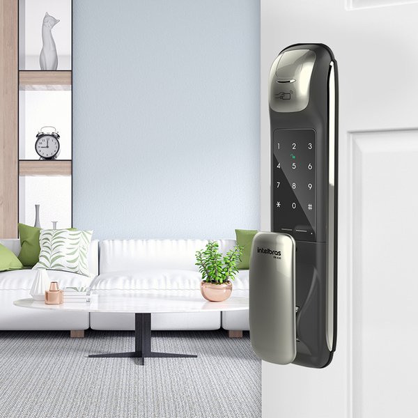 Fechadura Eletrônica Digital Intelbras com Biometria, Cartão, Chave e Senha FR 630 Embutir para Porta de Giro - Imagem 6