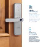 Fechadura Eletrônica Digital Elsys com Wi-Fi, Biometria, Senha e Chave ESF-DE4000B Prata Embutir para Porta de Giro - Imagem 6