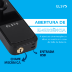 Fechadura Eletrônica Digital Elsys com Biometria, Chave e Senha e Wi-Fi ESF-DE4000B Embutir para Porta de Giro - Imagem 7
