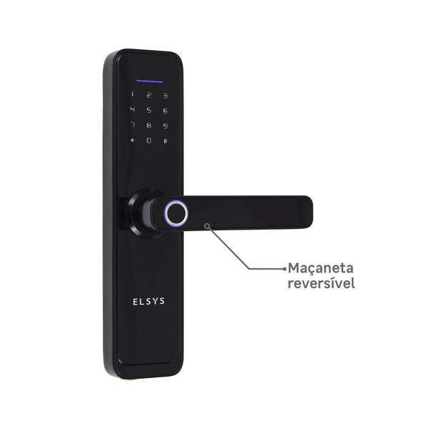 Fechadura Eletrônica Digital Elsys com Biometria, Chave e Senha e Wi-Fi ESF-DE4000B Embutir para Porta de Giro - Imagem 3