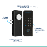 Fechadura Digital Elsys Senha e TAG Tecno ESF-DS4100V Preta Sobrepor - Imagem 5