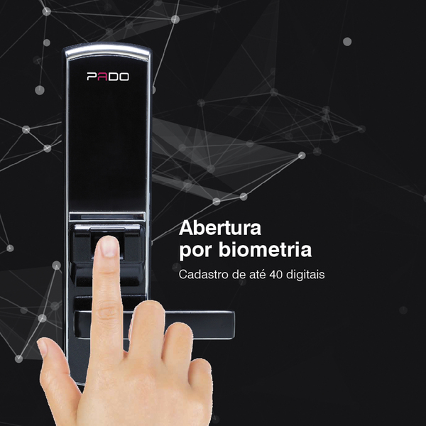 Fechadura Digital Sobrepor Porta Madeira ou Metal Pado FDE-BC200EP Biometria Chave Senha - Imagem 7