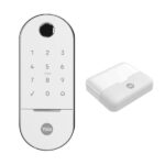 Fechadura Digital Yale com Biometria Cartão Senha Chave Wi-Fi e Bluetooth com Hub Lia Resistente à Água Branca Embutir