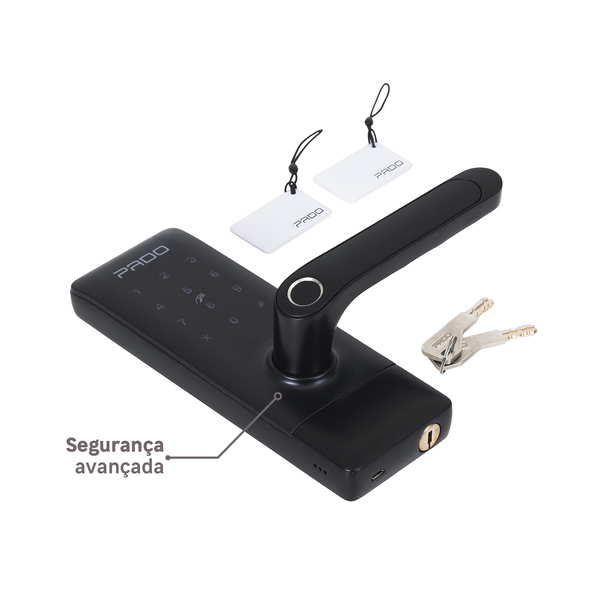 Fechadura Eletrônica Digital Pado de Biometria Cartão Senha Chave Wi-Fi FDE-300W Resistente à Água Preta de Embutir - Imagem 8