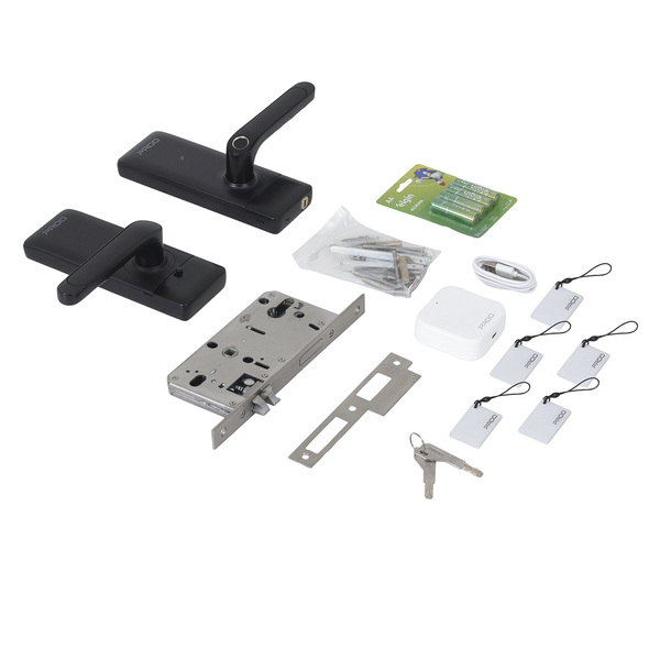 Fechadura Eletrônica Digital Pado de Biometria Cartão Senha Chave Wi-Fi FDE-300W Resistente à Água Preta de Embutir - Imagem 11