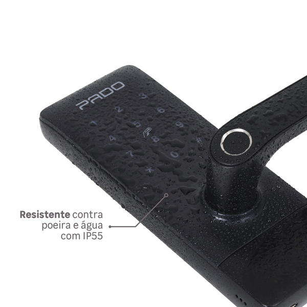 Fechadura Eletrônica Digital Pado de Biometria Cartão Senha Chave Wi-Fi FDE-300W Resistente à Água Preta de Embutir - Imagem 6
