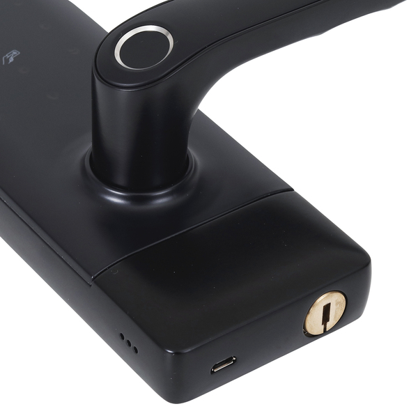 Fechadura Eletrônica Digital Pado de Biometria Cartão Senha Chave Wi-Fi FDE-300W Resistente à Água Preta de Embutir - Imagem 14