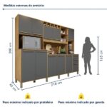 Armário De Cozinha 11 Portas 2 Gavetas Agata Cinamomo/grafite - Imagem 9