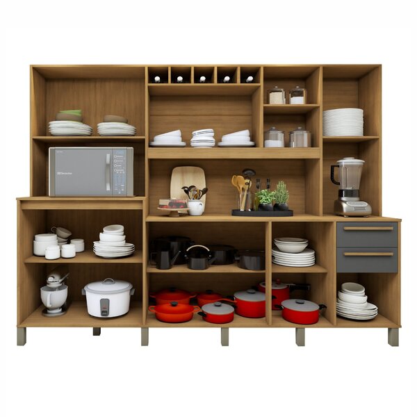 Armário De Cozinha 11 Portas 2 Gavetas Agata Cinamomo/grafite - Imagem 8