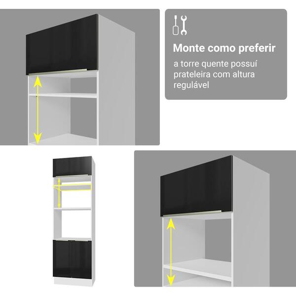 Armário De Cozinha Completa 566cm Branco/preto Lux Madesa 01 - Imagem 3