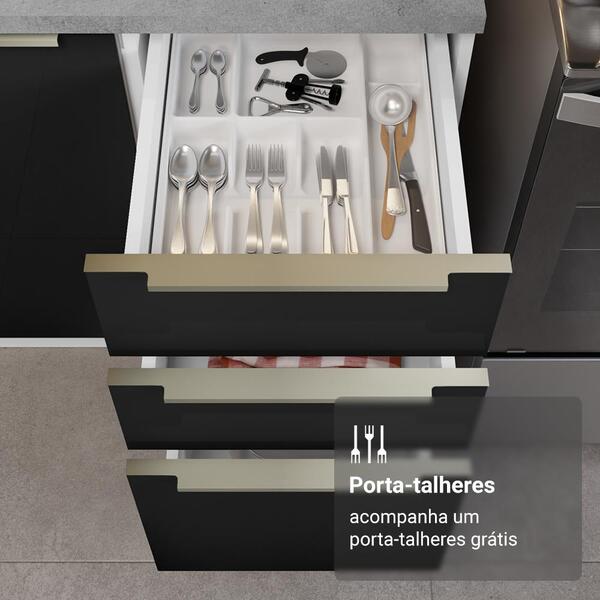 Armário De Cozinha Completa 566cm Branco/preto Lux Madesa 01 - Imagem 4