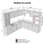 Armário De Cozinha Completa 566cm Branco/preto Lux Madesa 01 - Imagem 9