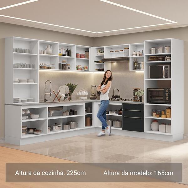 Armário De Cozinha Completa 566cm Branco/preto Lux Madesa 01 - Imagem 7
