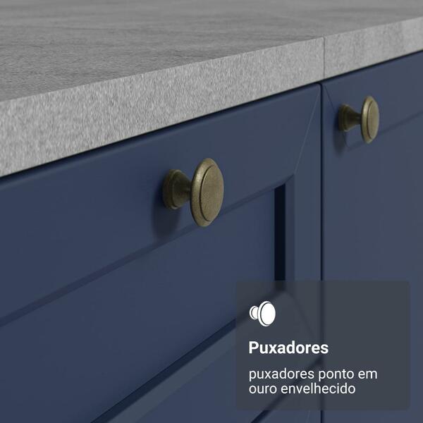 Balcão De Cozinha 120 Cm 2 Portas 3 Gavetas Branco/azul Vik Madesa - Imagem 6