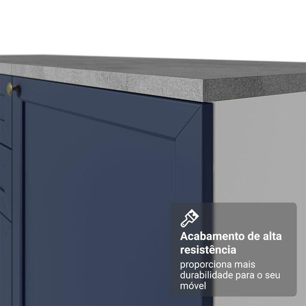 Balcão De Cozinha 120 Cm 2 Portas 3 Gavetas Branco/azul Vik Madesa - Imagem 3