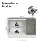 Balcão De Cozinha 120 Cm 2 Portas 3 Gavetas Branco/cinza Vik Madesa - Imagem 10
