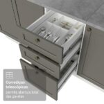 Balcão De Cozinha 120 Cm 2 Portas 3 Gavetas Branco/cinza Vik Madesa - Imagem 6