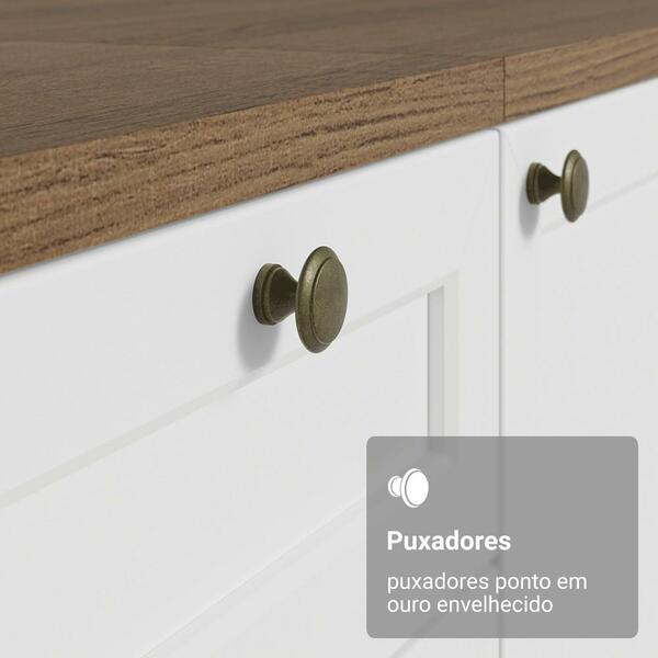 Balcão De Cozinha 120 Cm 2 Portas 3 Gavetas Branco Tampo Rustic Vik Madesa - Imagem 7