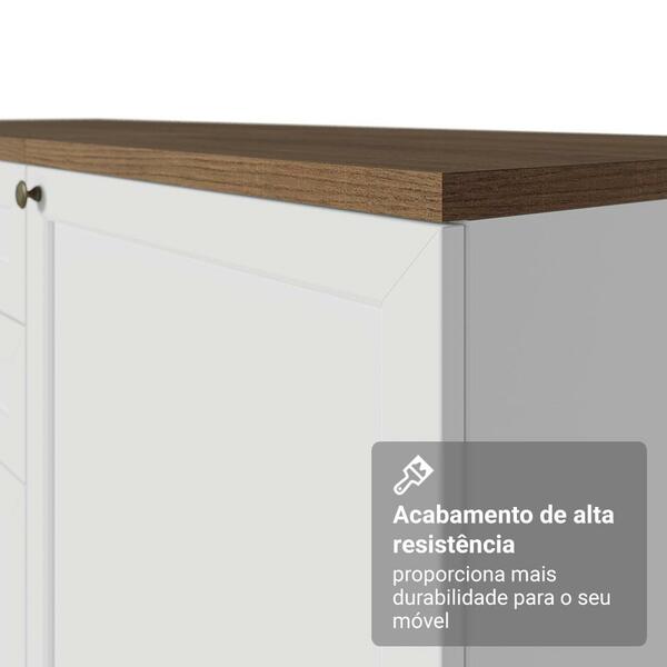 Balcão De Cozinha 120 Cm 2 Portas 3 Gavetas Branco Tampo Rustic Vik Madesa - Imagem 4