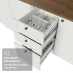 Balcão De Cozinha 120 Cm 2 Portas 3 Gavetas Branco Tampo Rustic Vik Madesa - Imagem 6