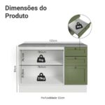Balcão De Cozinha 120 Cm 2 Portas 3 Gavetas Branco/verde Vik Madesa - Imagem 10