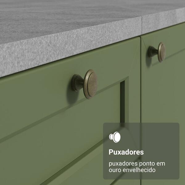 Balcão De Cozinha 120 Cm 2 Portas 3 Gavetas Branco/verde Vik Madesa - Imagem 7