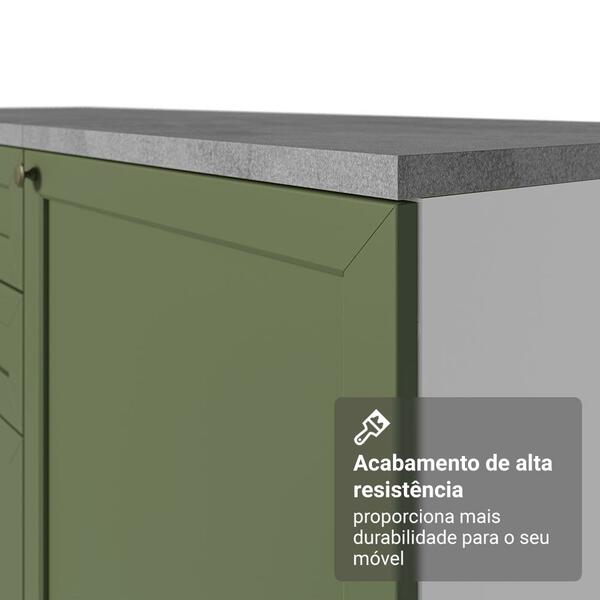 Balcão De Cozinha 120 Cm 2 Portas 3 Gavetas Branco/verde Vik Madesa - Imagem 4