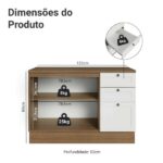 Balcão De Cozinha 120 Cm 2 Portas 3 Gavetas Rustic/branco Vik Madesa - Imagem 10