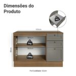 Balcão De Cozinha 120 Cm 2 Portas 3 Gavetas Rustic/cinza Vik Madesa - Imagem 10