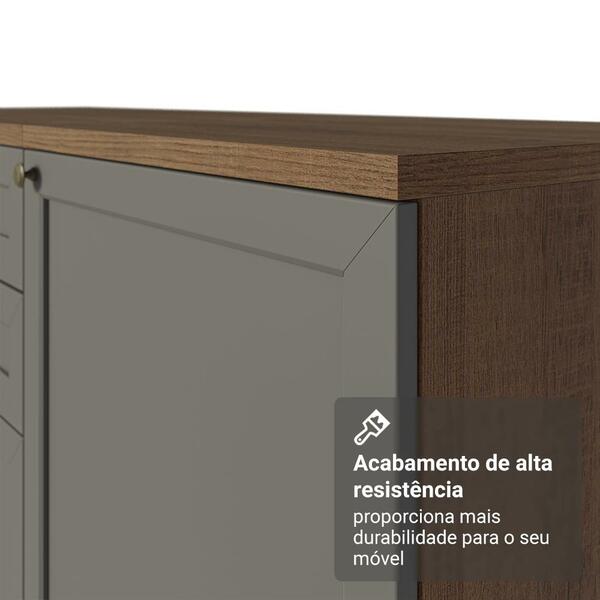 Balcão De Cozinha 120 Cm 2 Portas 3 Gavetas Rustic/cinza Vik Madesa - Imagem 4