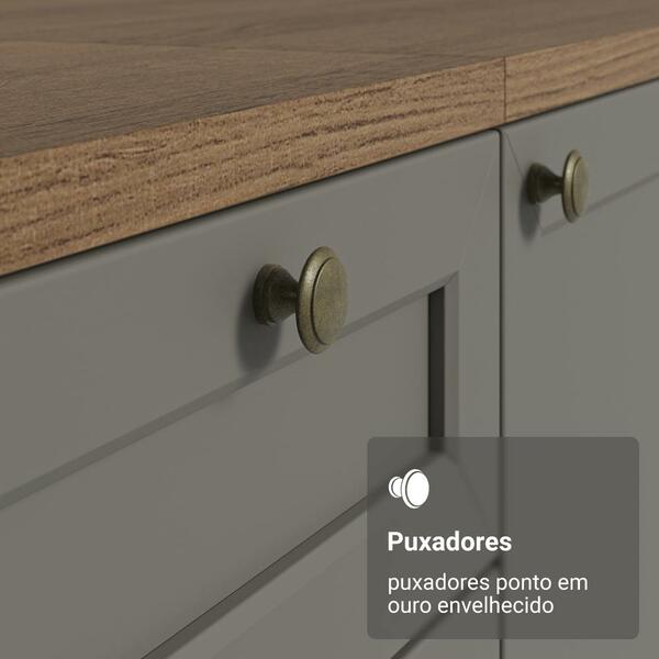 Balcão De Cozinha 120 Cm 2 Portas 3 Gavetas Rustic/cinza Vik Madesa - Imagem 7