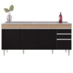 Balcão Gabinete Com Pia 180cm Dallas Castanho/preto - Lumil - Imagem 6