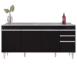 Balcão Gabinete Com Pia 180cm Dallas Preto - Lumil - Imagem 6