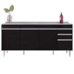 Balcão Gabinete Com Pia 180cm Dallas Preto - Lumil - Imagem 2