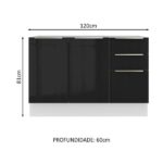 Balcão Gabinete De Pia Madesa Lux 120 Cm 2 Portas 3 Gavetas - Branco/preto - Imagem 10