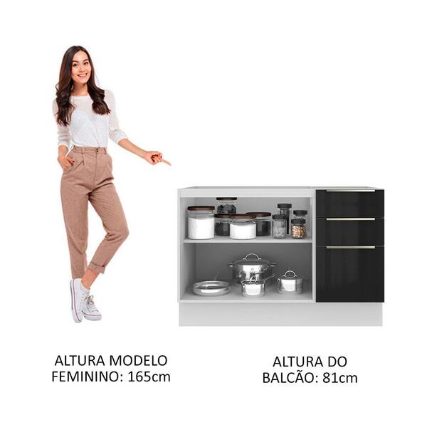 Balcão Gabinete De Pia Madesa Lux 120 Cm 2 Portas 3 Gavetas - Branco/preto - Imagem 8