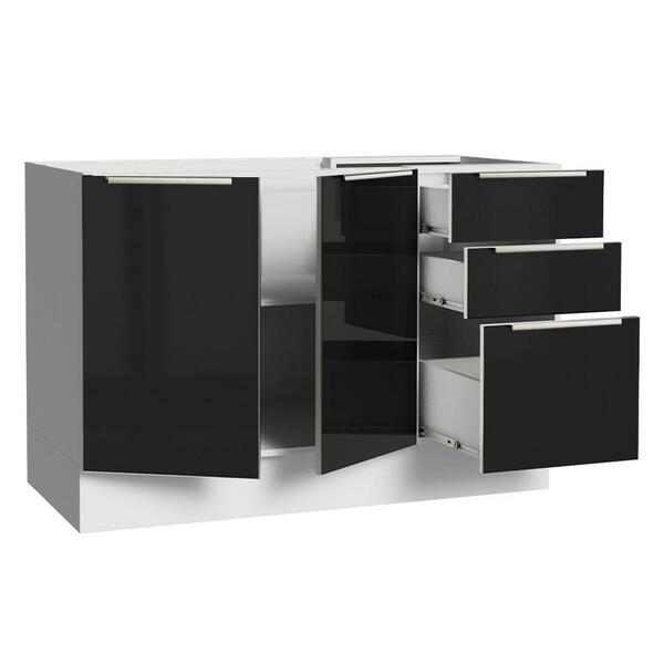 Balcão Gabinete De Pia Madesa Lux 120 Cm 2 Portas 3 Gavetas - Branco/preto - Imagem 9