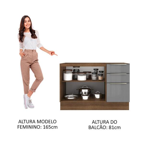 Balcão Gabinete De Pia Madesa Lux 120 Cm 2 Portas 3 Gavetas - Rustic/cinza - Imagem 8