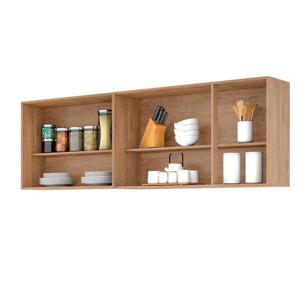 Balcão Para Pia De 2,00 Mt Maceió E Aéreo Modulado 5 Portas Amendoa Off White Puxador Aluminio - Imagem 12