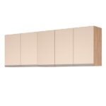 Balcão Para Pia De 2,00 Mt Maceió E Aéreo Modulado 5 Portas Amendoa Off White Puxador Aluminio - Imagem 6