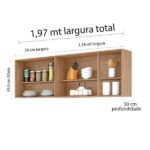 Balcão Para Pia De 2,00 Mt Maceió E Aéreo Modulado 5 Portas Amendoa Off White Puxador Aluminio - Imagem 15