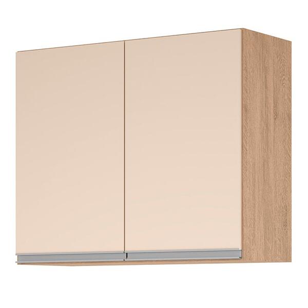 Balcão Para Pia De 2,00 Mt Maceió E Aéreo Modulado 5 Portas Amendoa Off White Puxador Aluminio - Imagem 11