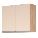 Balcão Para Pia De 2,00 Mt Maceió E Aéreo Modulado 5 Portas Amendoa Off White Puxador Aluminio - Imagem 3