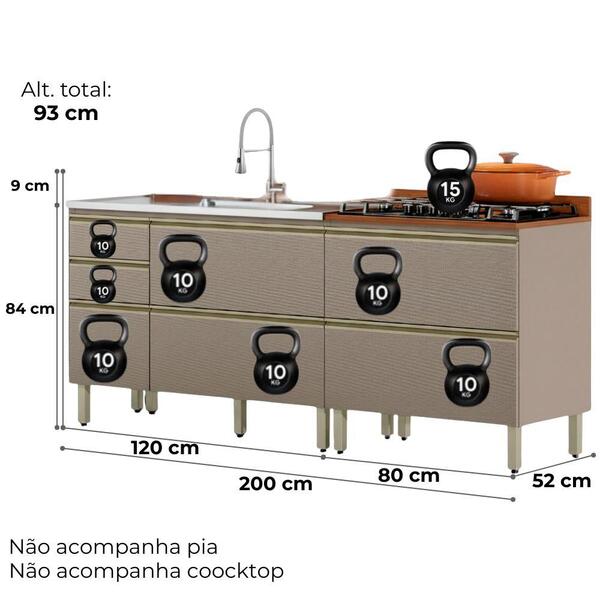 Balcao Pia 120 Cm E Balcao 80 Cm Com Tampo Proenca Demartez - Imagem 7