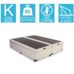 Base Cama Box Baú Bipartido King Size Suede Bege 43x193x203 - Imagem 2