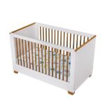 Berço 2 Em 1 Com Colchão Com Grades Em Madeira Maciça Ananda Casatema Madeiraoriginals Off White/mel - Imagem 3