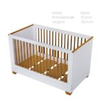 Berço 2 Em 1 Com Colchão Com Grades Em Madeira Maciça Ananda Casatema Madeiraoriginals Off White/mel - Imagem 6