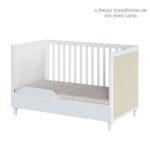 Berço 2 Em 1 Com Rattan Coleção Fofura Branco Acetinado Com Rattan - Imagem 2